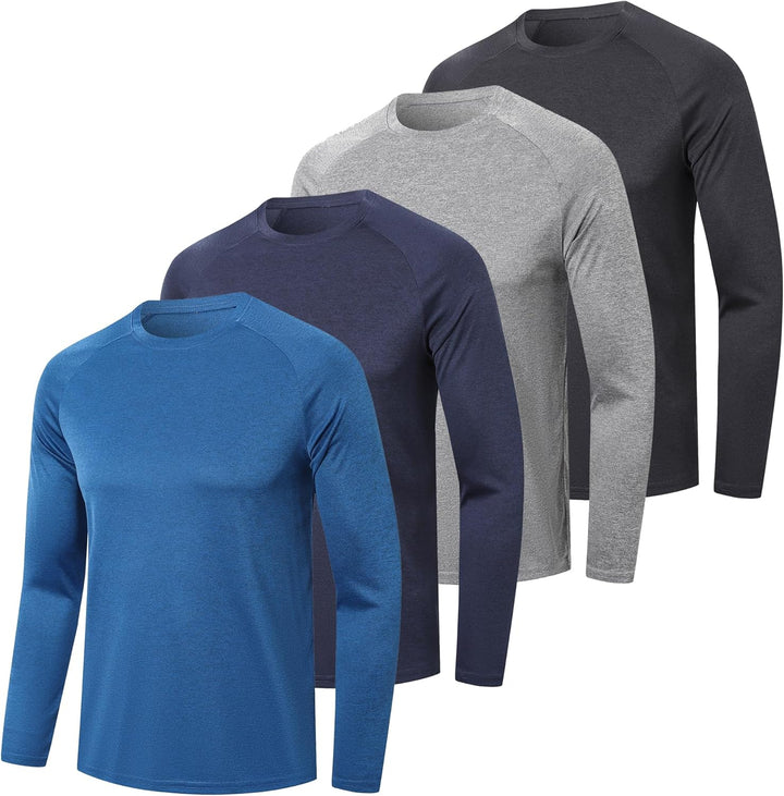 ZENGVEE 1 or 4 or 5er Pack Langarmshirts Herren Sport Tshirts Men Schnelltrocknend Kationisches fur