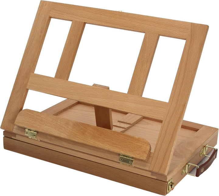 Paintersisters Tischstaffelei Lisa - Sitzstaffelei mit Schublade, Kofferstaffelei Massiv Holz, Ateli