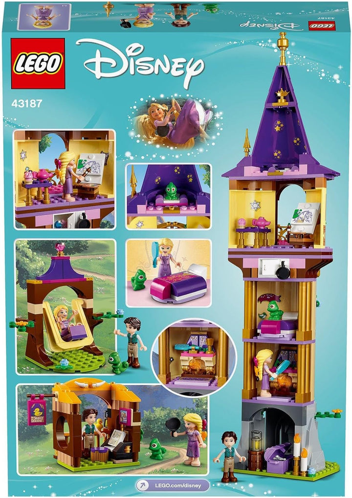 LEGO 43187 Disney Princess Rapunzels Turm Set mit 2 Mini-Puppen aus dem Film „Rapunzel – Neu verföhn
