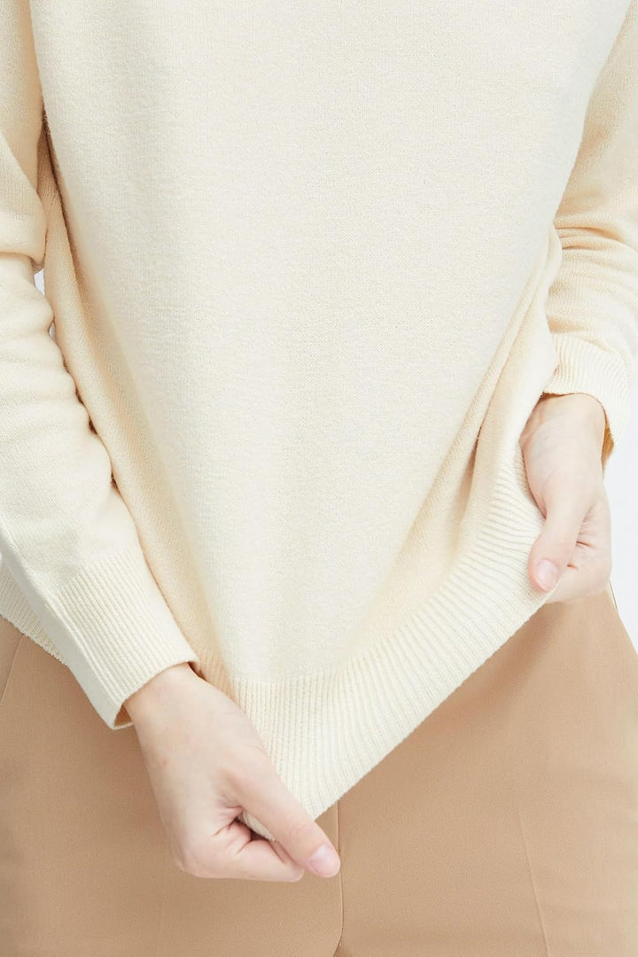 ICHI IHALPA LS2 Damen Strickpullover Feinstrick Pullover Feinstrickpullover U-Bootausschnitt Regular