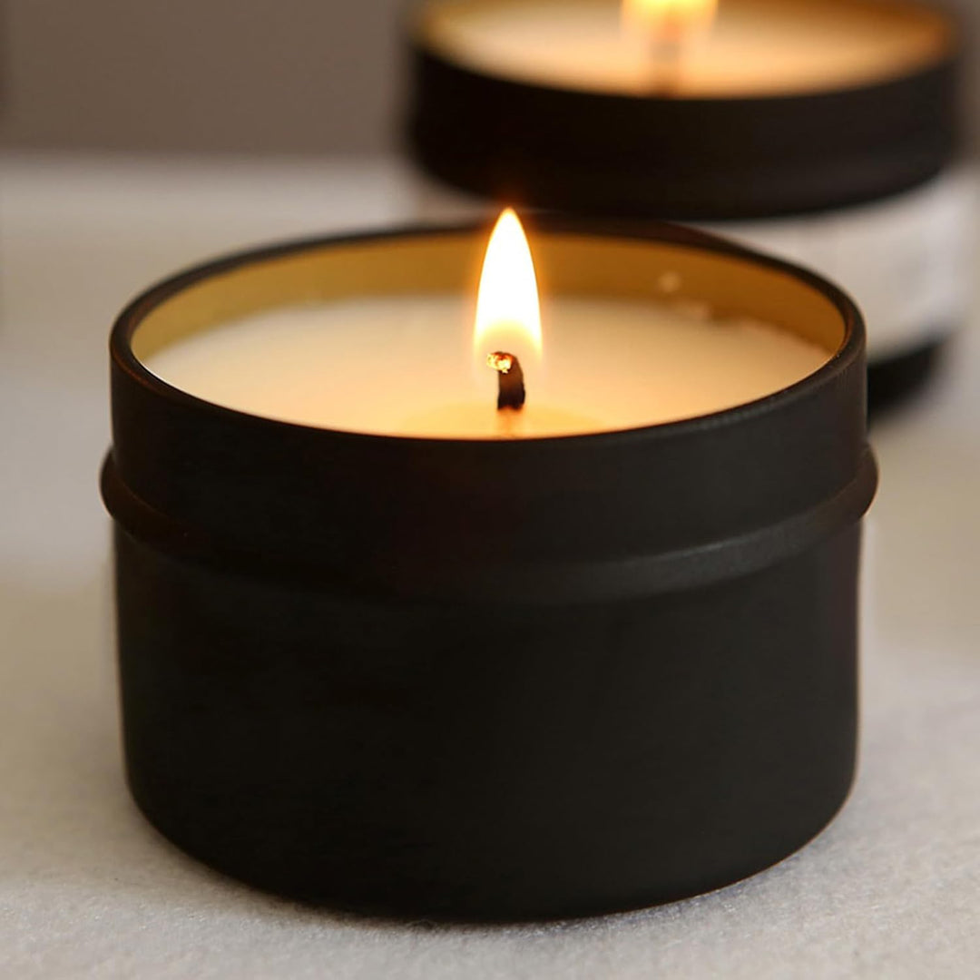 YIXNSW 24 Stück Kerzendosen Schwarz, 120ml Runde Metalldosen Leer mit Deckel, Kerzenbehälter für DIY