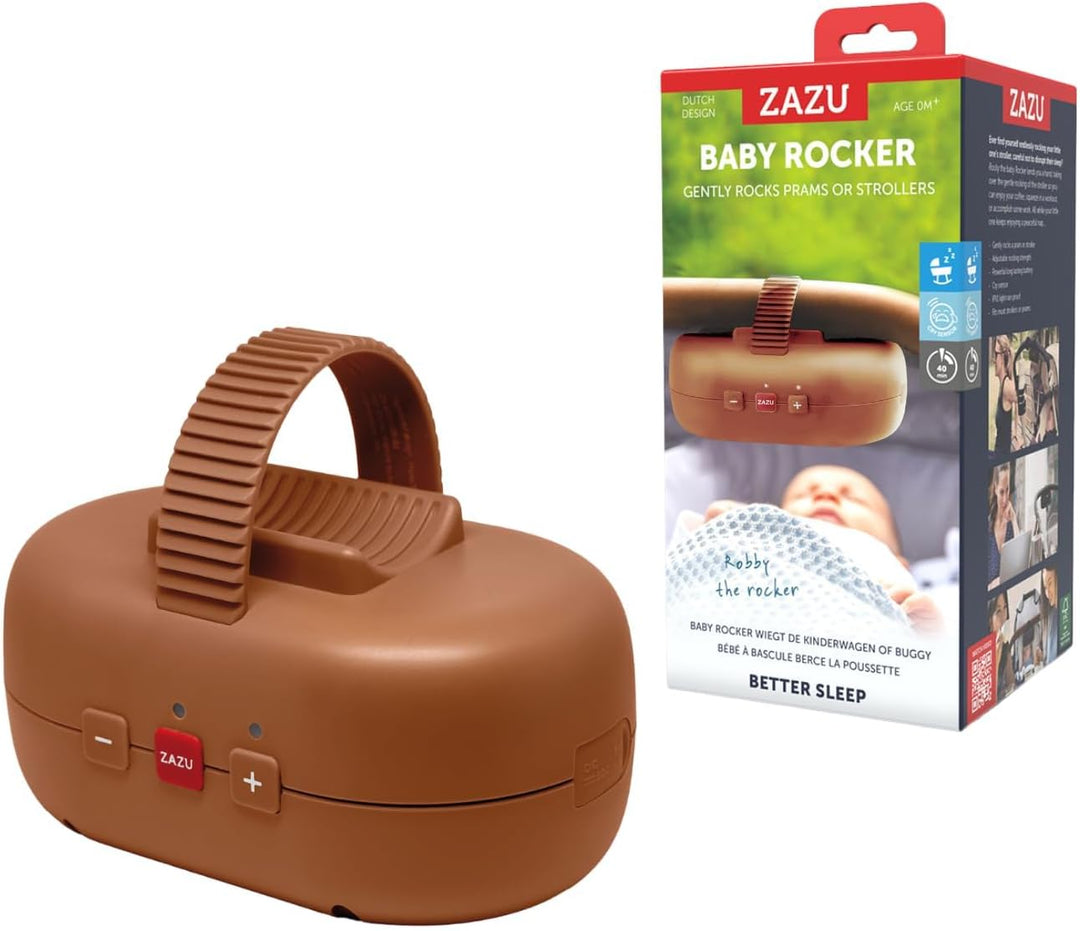 ZAZU Robby Kinderwagenschaukler - Automat. Babywippe, Verstellbare Stärke, 40-Min Timer, Babyschreis