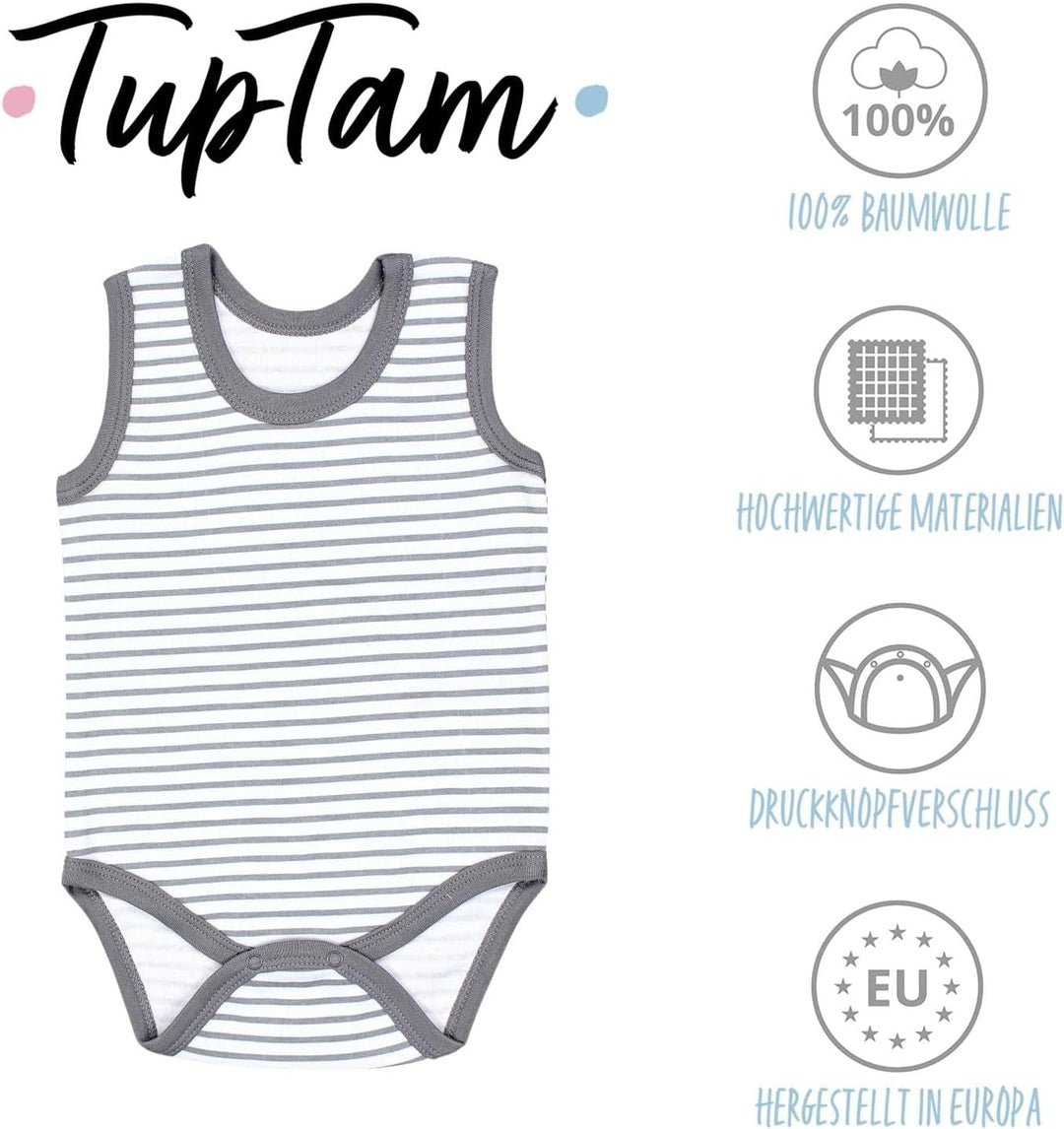 TupTam Baby Jungen Achselbody – Weicher Baby Body im 5er Pack aus Baumwolle, Body Baby Unifarben OEK