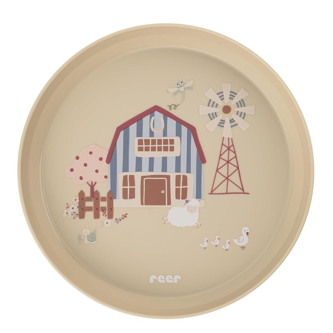 reer Kindergeschirr Set | Motiv: Little Farm | Biokunststoff-Geschirr für Kleinkinder aus 100% ISCC-