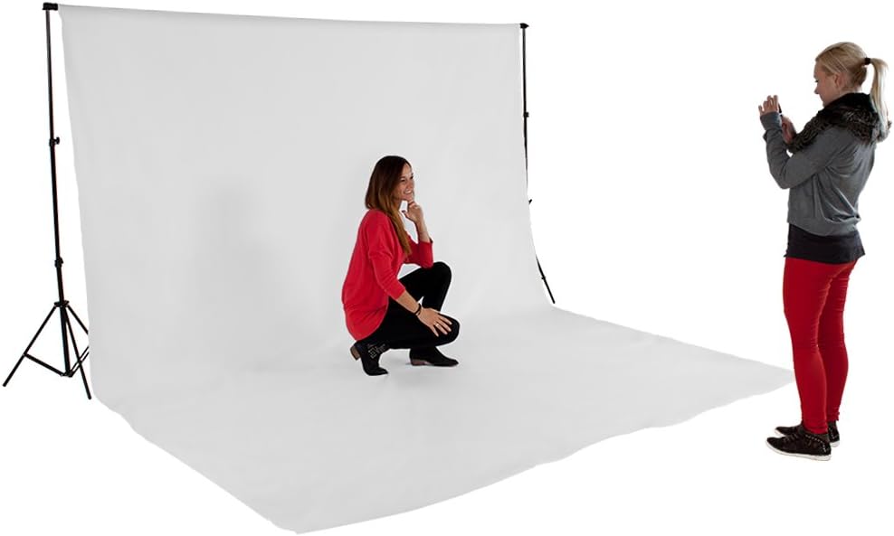 tectake® Teleskop Fotostudio Komplettset Hintergrundsystem inkl. Hintergrund 6x3 m + Tasche - Divers