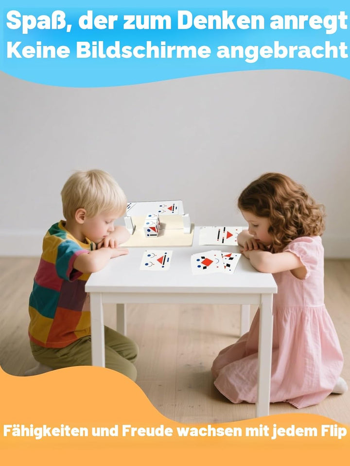 2 Stück Hölzerne Spiegelwürfel Puzzle Spiele – Lernspiel zur Förderung von räumlichem Denken & Formm