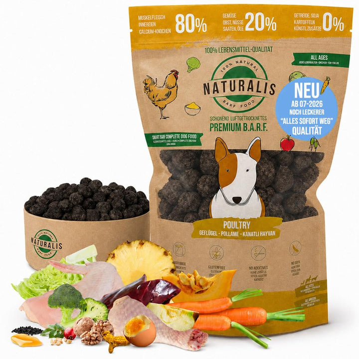 Naturalis Smart 80 Barf Trockenbarf Hundefutter 5 kg Huhn Alleinfuttermittel ohne Zusätze getreidefr