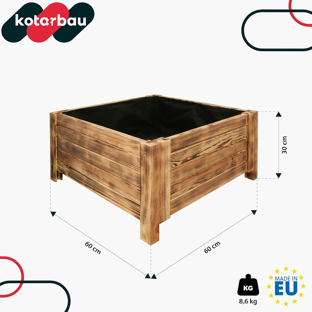 KOTARBAU® Blumenkasten - 60 x 60 x 30 cm - Pflanzkasten mit Vlies - Pflanzkübel gross aussen - Balko