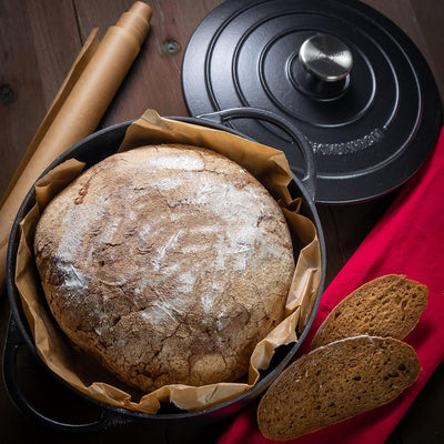 Küchenprofi Gusseisen Bräter mit Deckel, schwarz, 40cm, Schmortopf, Auflaufform, Dutch Oven, Brotbac