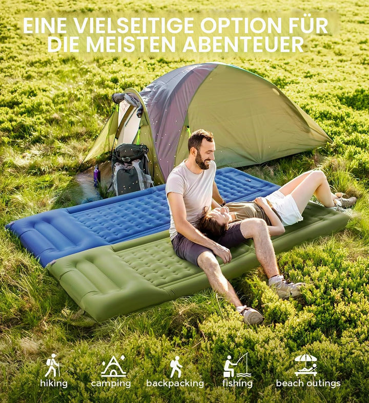 Luftmatratze Camping Matratze 12CM mit Fusspumpe Isomatte Camping mit Integrierten Kopfkissen für Ca
