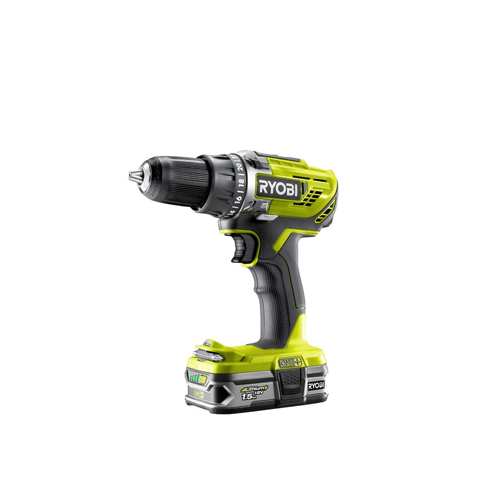 RYOBI 18 V ONE+ Akku-Bohrschrauber R18DD3-215S, 2-Gang-Getriebe, 13 mm Schnellspannbohrfutter, inkl.
