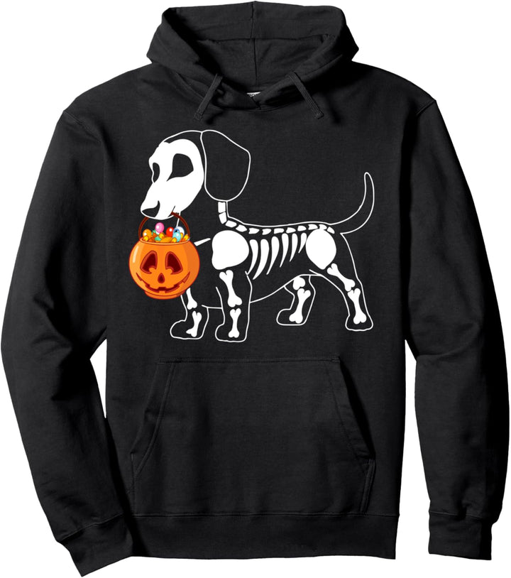 Dackel Skelett Halloween Happy Pumpkin Pullover Hoodie