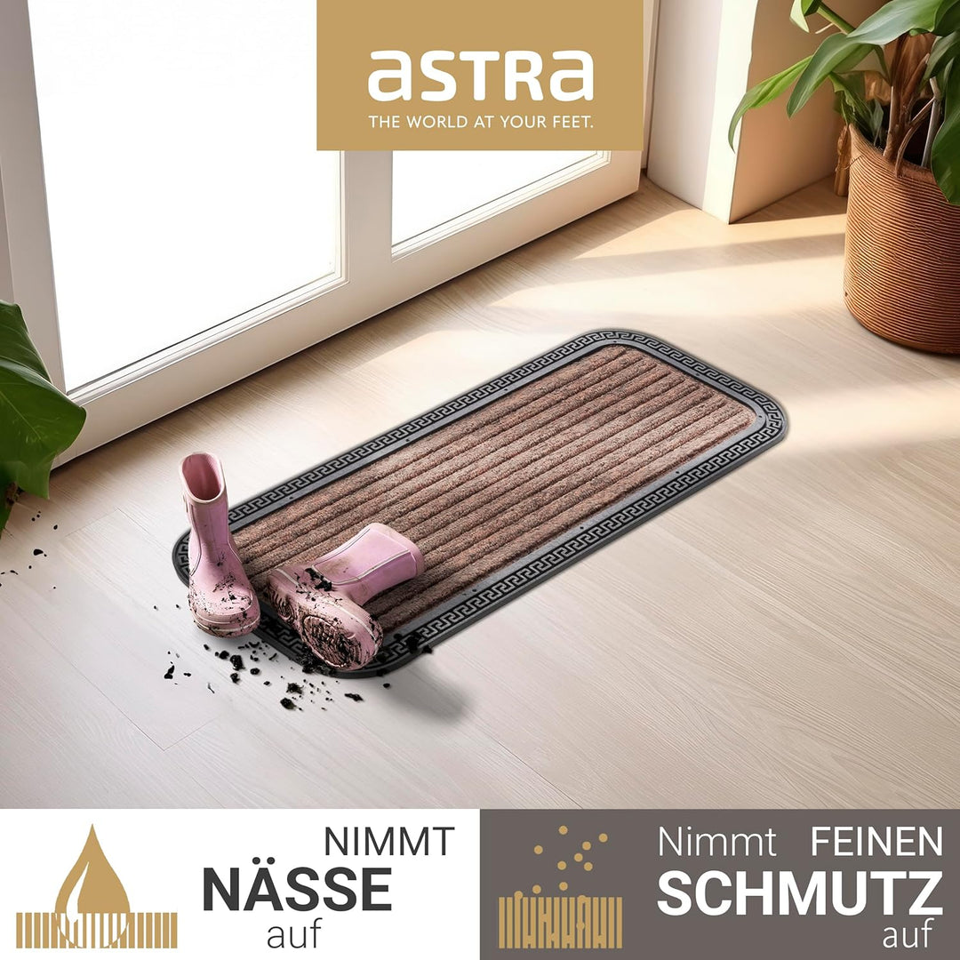 Astra Fussmatte Aussen & Innen - Braun Linien 25 x 60 cm 3er Set (Rechteckig) 25 x 60 cm (Rechteckig