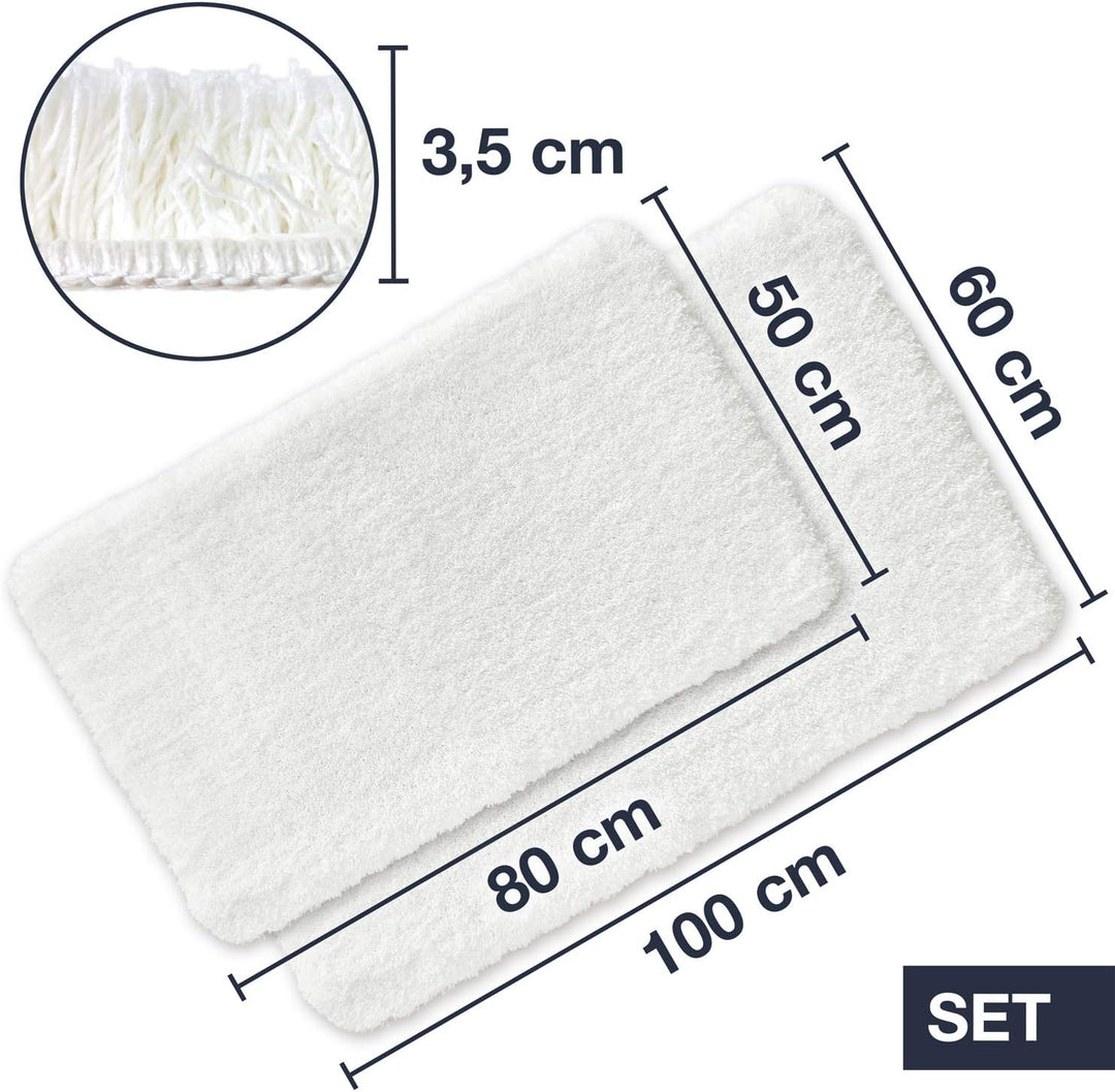 WohnDirect Premium Premium Badematten Set 2tlg. • Badvorleger Duschmatte • rutschfest &amp; Waschbar • B