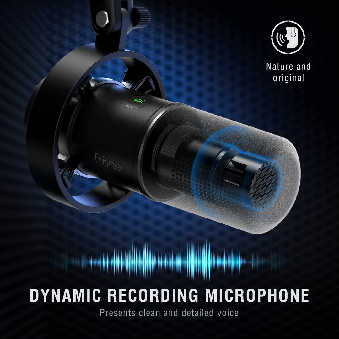 FIFINE XLR Studio Mikrofon Dynamisches, USB Microphone PC für Streaming Podcast Gaming, für PS4/5 Ma