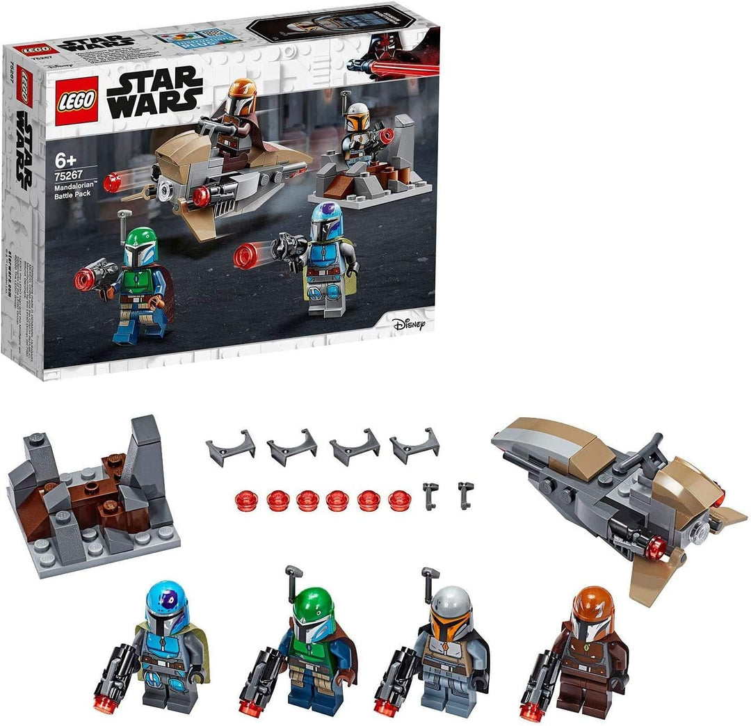 LEGO 75267 Star Wars Mandalorianer Battle Pack Set mit 4 Minifiguren, Speeder-Bike und Verteidigungs