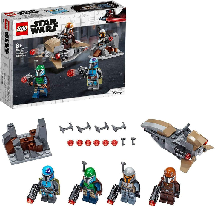 LEGO 75267 Star Wars Mandalorianer Battle Pack Set mit 4 Minifiguren, Speeder-Bike und Verteidigungs