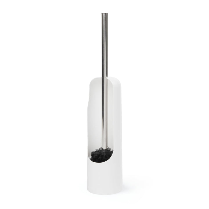 Umbra Touch Toilettenbürstenhalter mit Behälter, Weiss | Gewichtete Basis, platzsparend fürs Bad, le