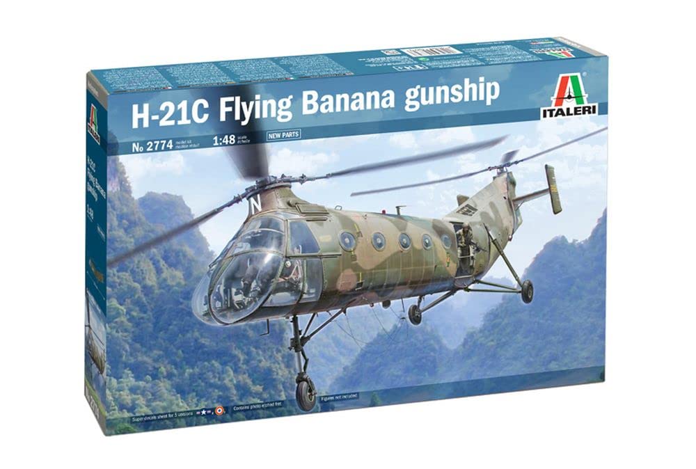 Italeri 2774S 1:48 H-21C Flying Banana Gunship, originalgetreue Nachbildung, Modellbau, Basteln, Hob