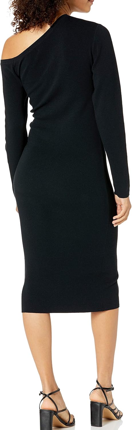 The Drop Damen Giselle Midi-Sweatkleid, Asymmetrischer Ausschnitt Dress S Schwarz, S Schwarz