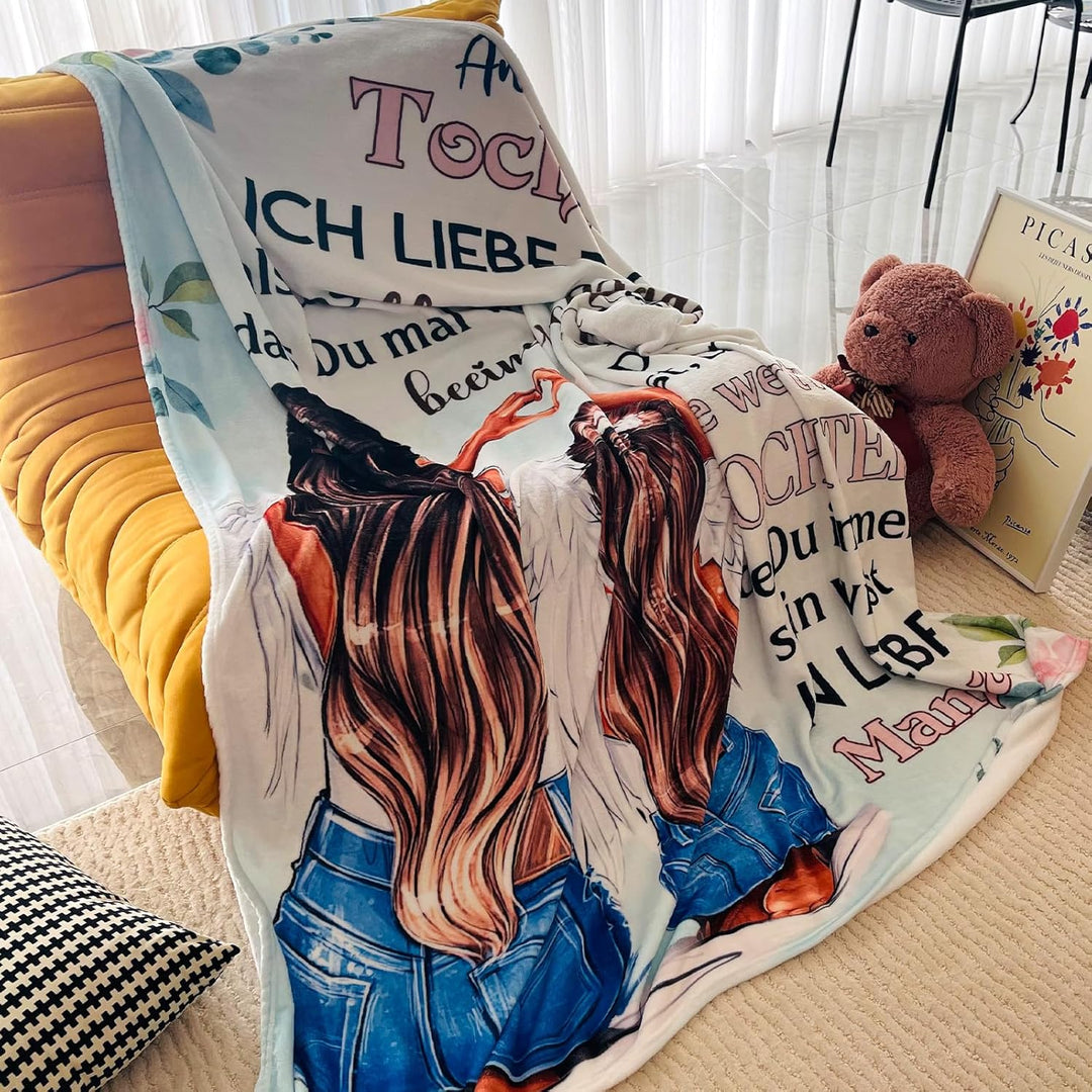Kuscheldecke Brief an Meine Tochter - Super Weiche Flanelldecke für Sofa, Positive Ermutigung von Mu