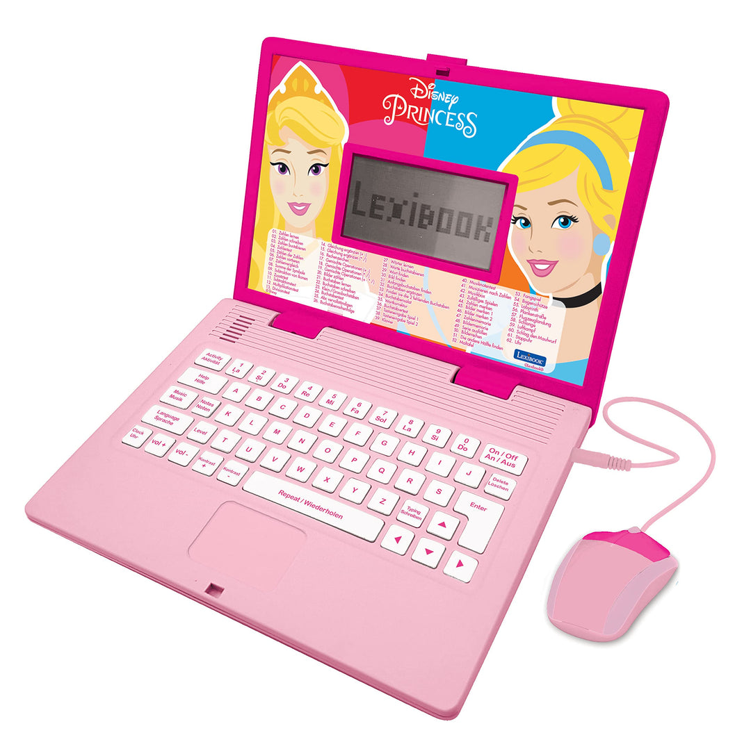 Lexibook Disney Princess - Zweisprachiger Laptop für Bildungszwecke Englisch und Deutsch, 124 Aktivi