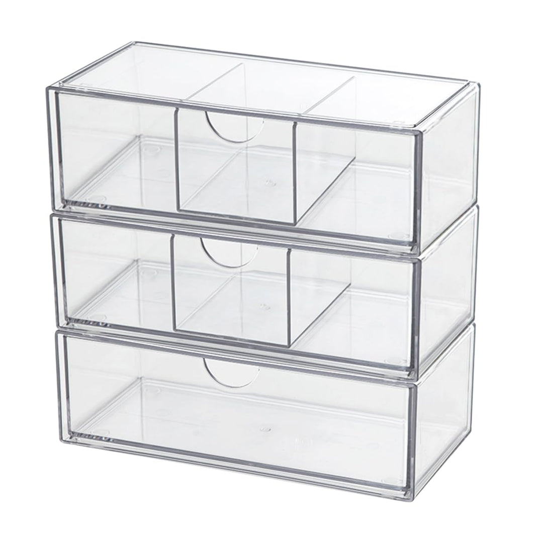 3pcs Kosmetik Organizer Schubladen, Acryl schubladen organizer bad Stapelbar, Make-up Veranstalter S