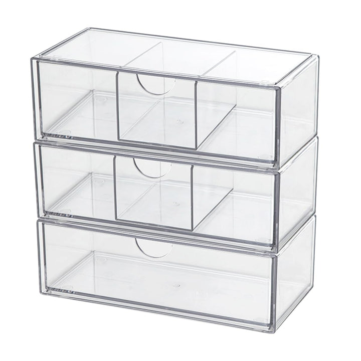 3pcs Kosmetik Organizer Schubladen, Acryl schubladen organizer bad Stapelbar, Make-up Veranstalter S
