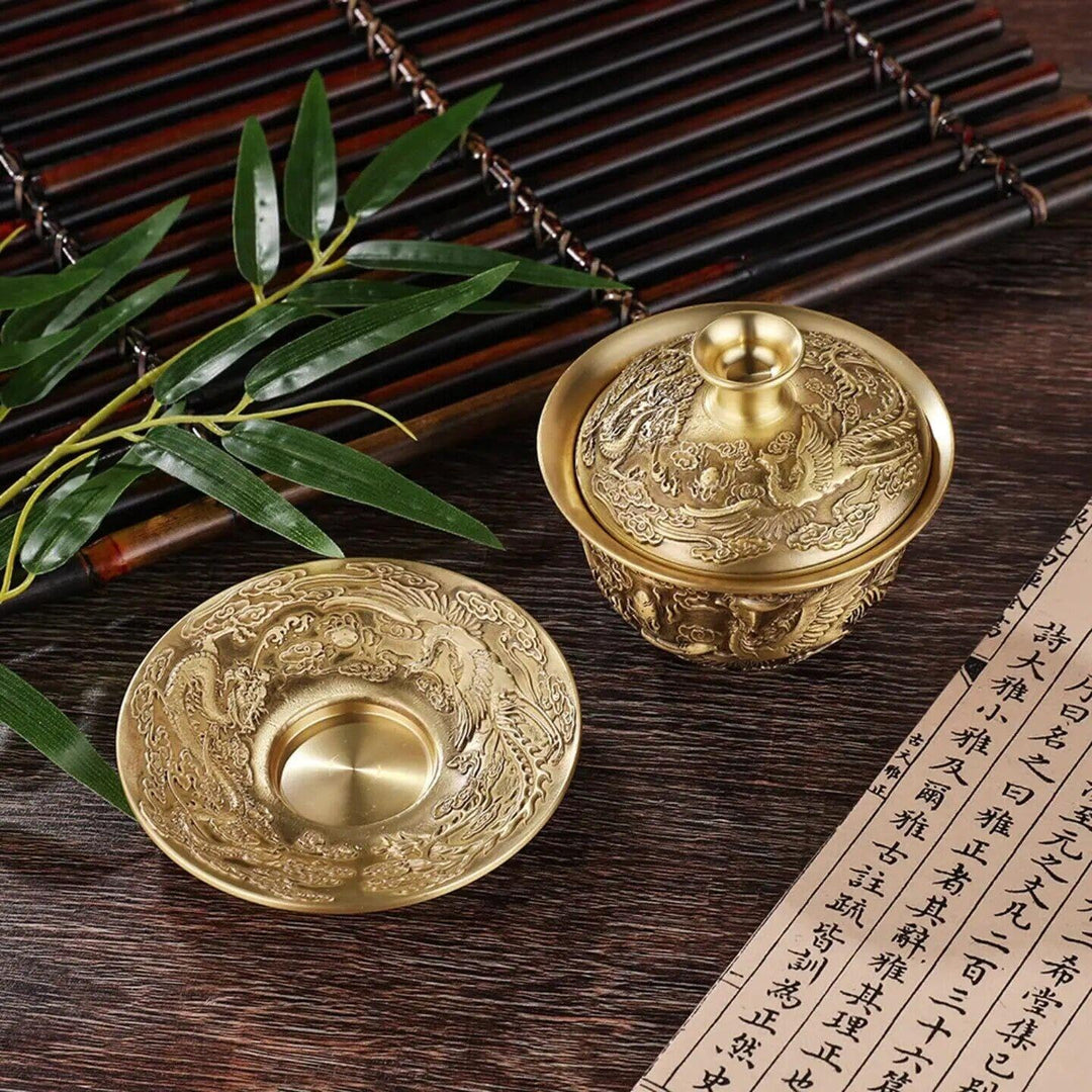 Brass Tea Set, Dragon Und Phoenix Chengxiang Tea Bowl, Chinesische Tee Tasse, Wasserversorgungsschal