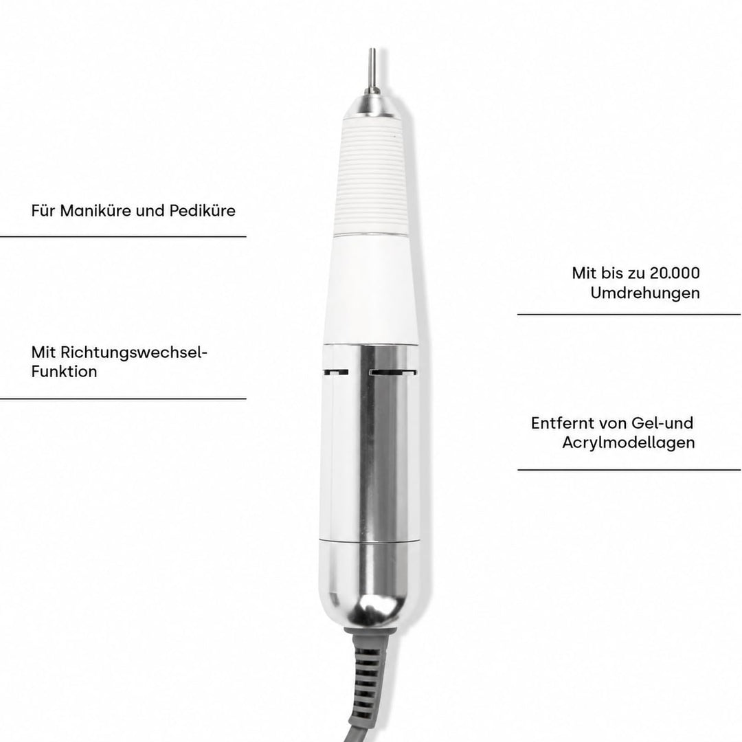 Emmi Nail Fräser Quick 2 Pro – Elektrischer Nagelfräser für Gelnägel &amp; Lack – Nagelfeile mit 4 Bits,