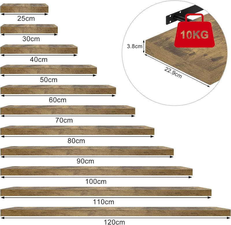 WOLTU 2X Wandregal Wandboard Bücherregal Regale für Deko Wandablagen aus MDF Holz, 2er Set Hängerega