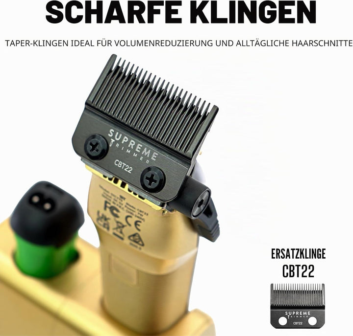 Supreme Trimmer Recharge Clipper - Professional Hair Clipper with 2 Removable Batteries, Brushless M
