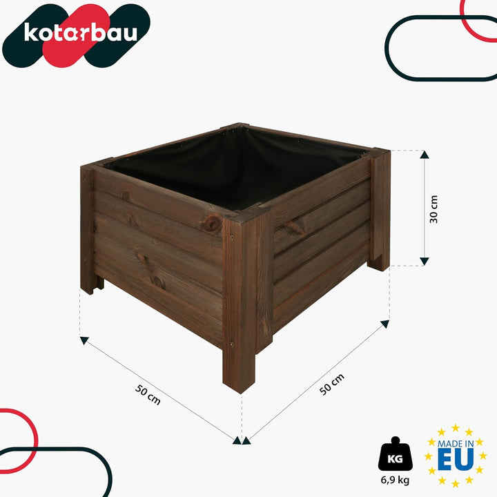KOTARBAU® Blumenkasten - 50 x 50 x 30 cm - Pflanzkasten mit Vlies - Pflanzkübel gross aussen - Balko