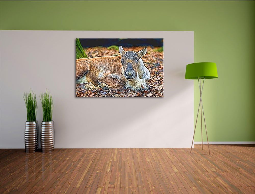 junger Elch Deluxe Format: 100x70 cm auf Leinwand, XXL riesige Bilder fertig gerahmt mit Keilrahmen,