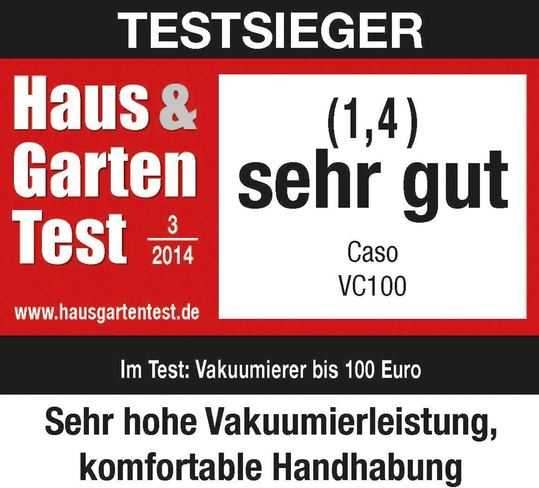 CASO VC100 Vakuumierer - Vakuumiergerät, Lebensmittel bleiben bis zu 8x länger frisch - natürliche A