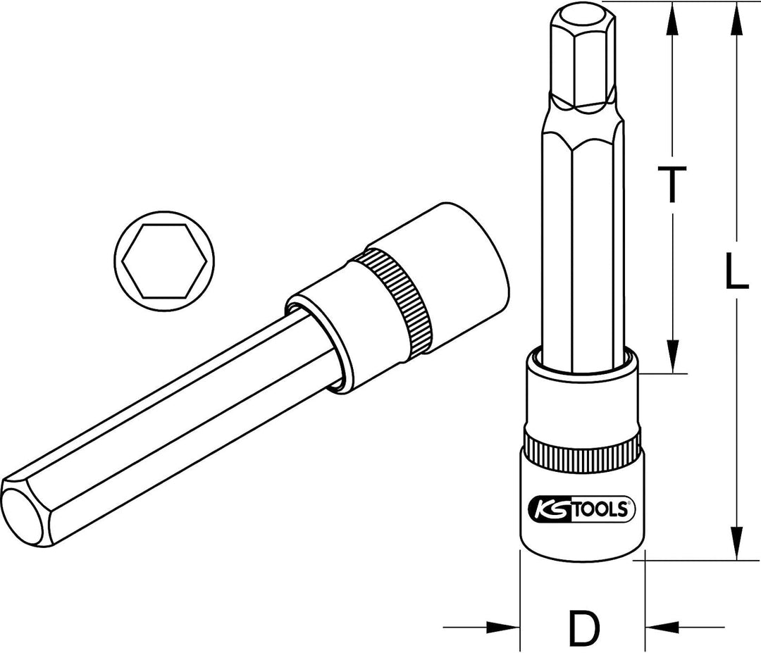 KS Tools 918.1662 1/2" CHROMEplus Bit-Stecknuss Innensechskant, lang, 12mm