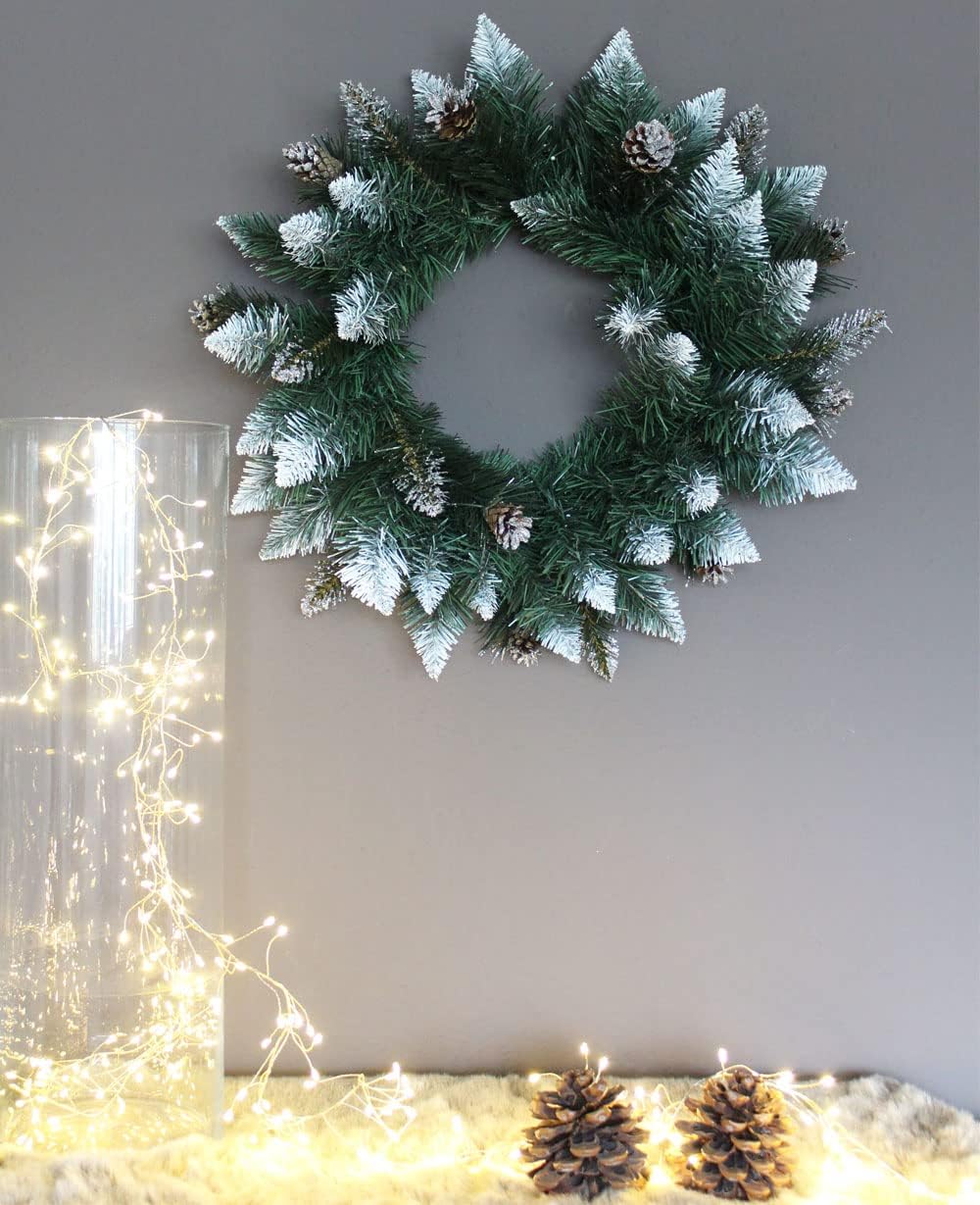Künstlicher Tannenkranz Kranz Weihnachtskranz Diamond 50 cm mit Tannenzapfen Adeventskranz (Diamond)