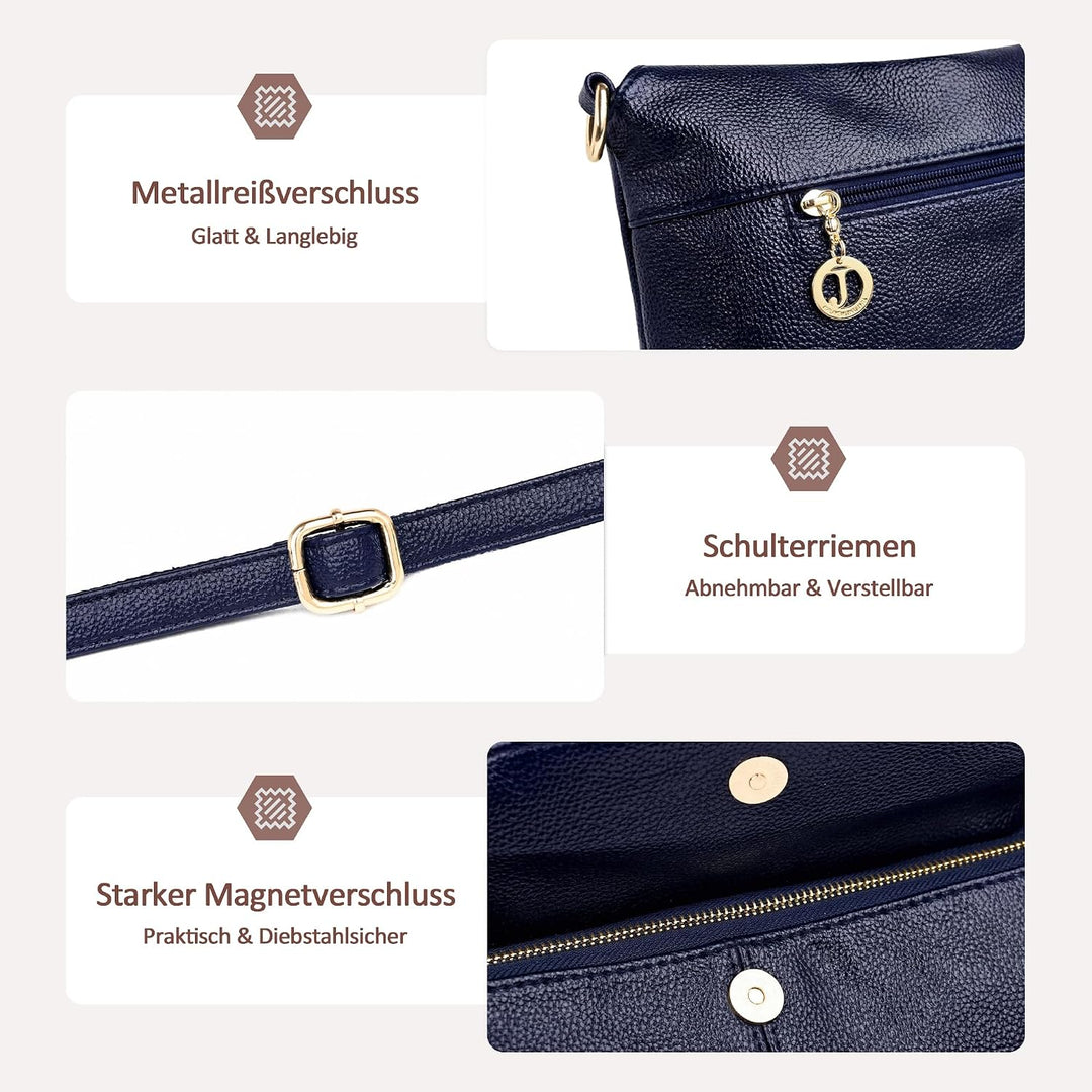 DORRISO Elegant Damen Umhängetasche Frauen Handtasche Schultertasche Casual Umhängetaschen Damen Rei