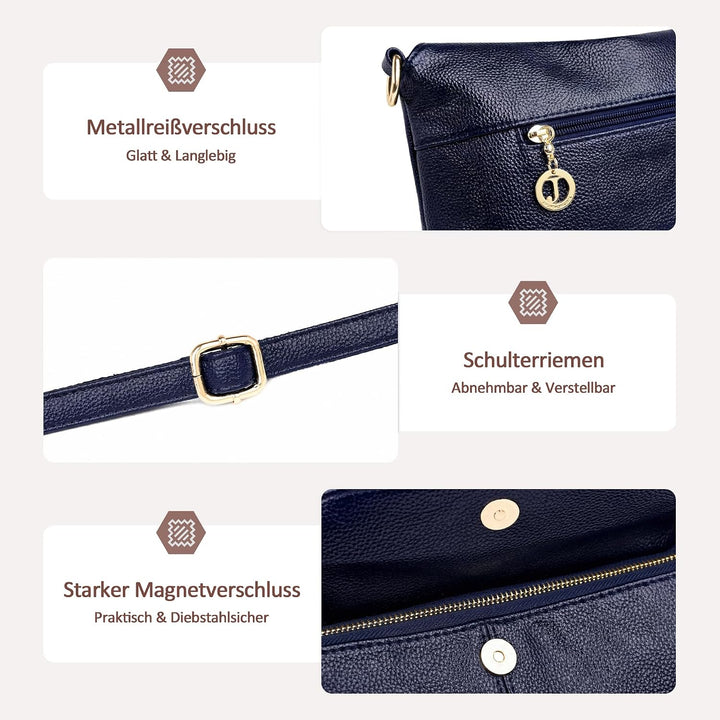 DORRISO Elegant Damen Umhängetasche Frauen Handtasche Schultertasche Casual Umhängetaschen Damen Rei