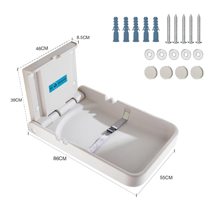 Wandmontierte Wickeleinheit für Babys, Wickeltisch, Wickelstation mit Sicherheitsgurt, Wickeltisch f