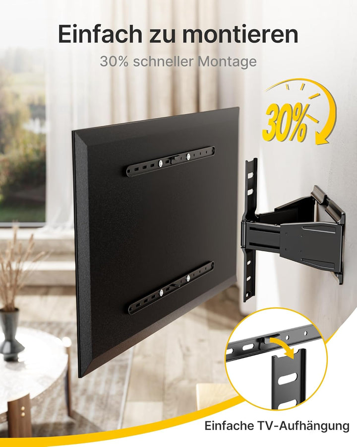 monTEK 0.77" Ultra Slim TV Wandhalterung für 43-90 Zoll Fernseher, Schwenk & Neige & Nivellier & Aus
