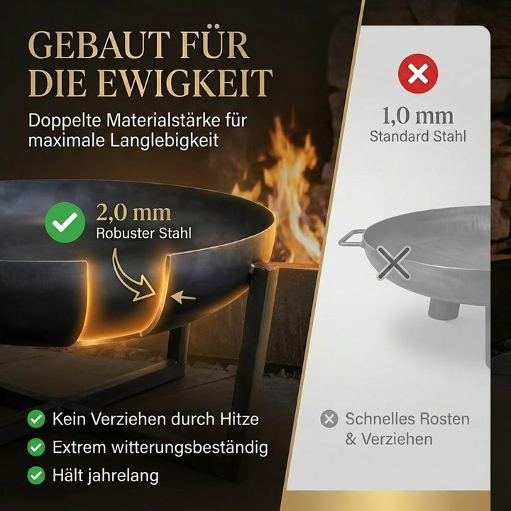 SOUK ONE Feuerschalen, Feuerschale Ø 60 cm - Feuerstelle für den Garten, Funkenschutz, Terrasse und