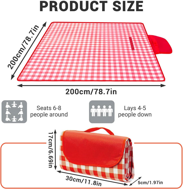 Picknickdecke Wasserdicht Stranddecke Picknickdecken Picknickmatte Rot Weiss Kariert Piknik Decke Ca