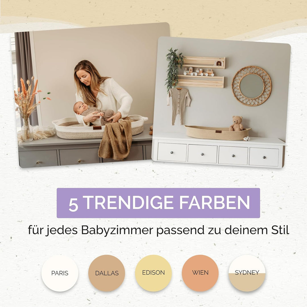 Yunioo Wickelauflage, Wickelkorb Baby mit Reise Wickelunterlage, Schaumstoffmatratze und wasserabwei