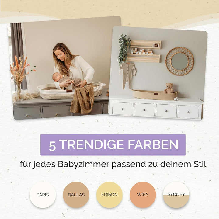 Yunioo Wickelauflage, Wickelkorb Baby mit Reise Wickelunterlage, Schaumstoffmatratze und wasserabwei