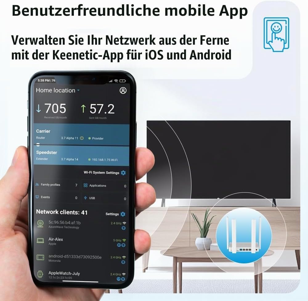Keenetic Runner 4g (geeignet für Deutschland) N300 Mesh-WLAN-4G-Router mit einem 4-Port-Smart-Switch