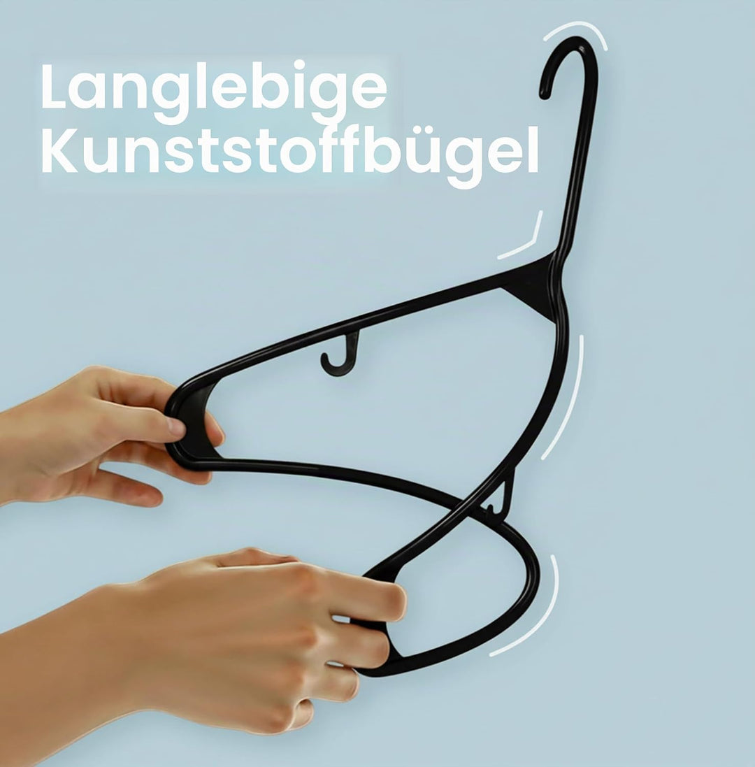 Utopia Home Graue Kunststoff-Kleiderbügel, 50 Packungen mit Haken – langlebige und stabile, platzspa