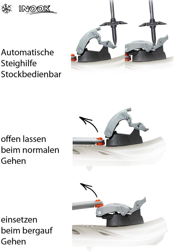 Inook AXL Schneeschuhe I Schneeschuhe mit Steighilfe I EU 34-42 I Schneeschuh Set mit praktischer Sc