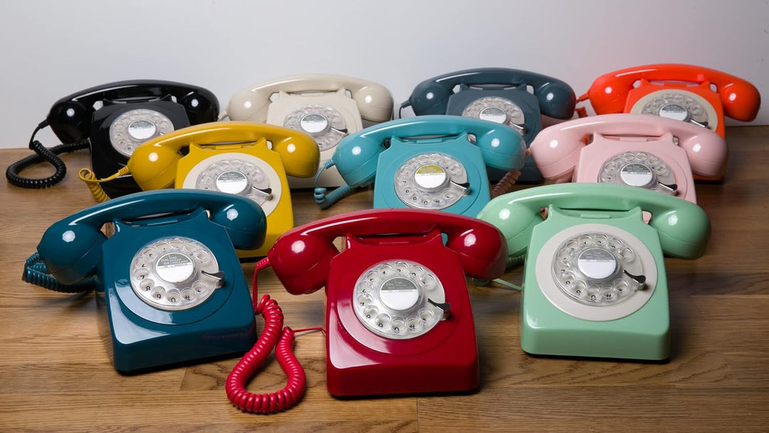 GPO 746ROTARYIVO Retro Telefon mit Wählscheibe im 70er Jahre Design Creme Crème, Crème