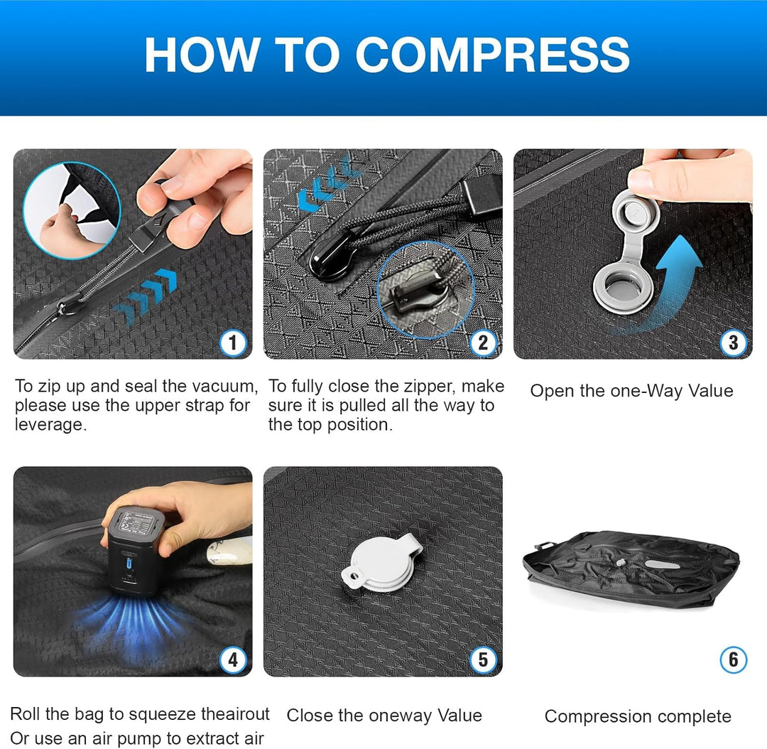 Vakuumbeutel für Kleidung Reise, Reise Vakuumbeutel mit Pumpe Kabelloser, Vacuum Bags for Clothing T